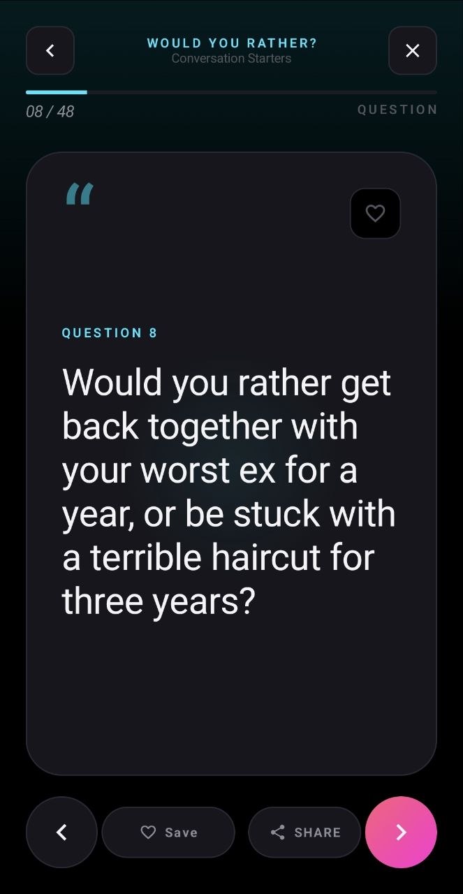 A Would You Rather question card